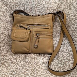 Tignanello Tan Leather Crossbody Bag